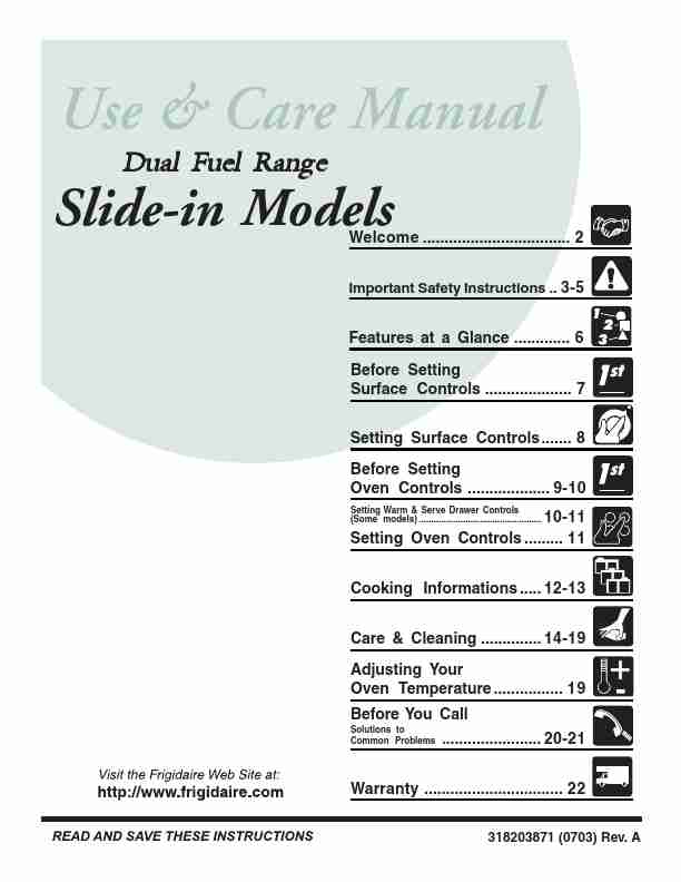 Frigidaire Range Dual Fuel Range Slide-in Models-page_pdf